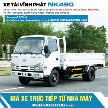 Xe Tải Vĩnh Phát NK490 Tải 1.9 Tấn Thùng Dài 4.4M