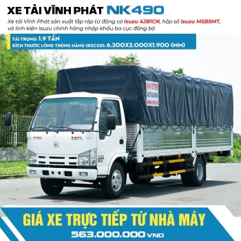 Xe Tải Vĩnh Phát NK490 Tải 1.9 Tấn Thùng Dài 6.2m