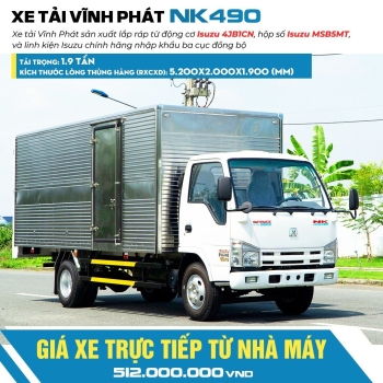 Xe Tải Vĩnh Phát NK490 Tải 1.9 Tấn Thùng Dài 5.2m